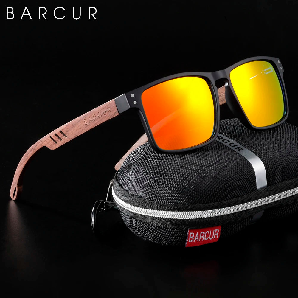 Óculos de Sol BARCUR para Homens Marca Designer em Madeira de Nogueira Natural Óculos de Sol para Mulheres Óculos de Sol Polarizados UV400 Oculos