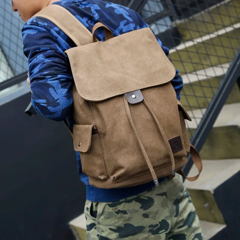 Mochila Masculina Grande em Canvas para Viagem, Escola e Acampamento: Praticidade e Estilo em um só Produto!