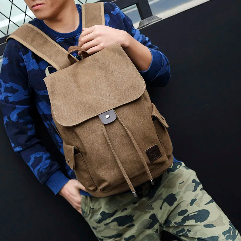 Mochila Masculina Grande em Canvas para Viagem, Escola e Acampamento: Praticidade e Estilo em um só Produto!