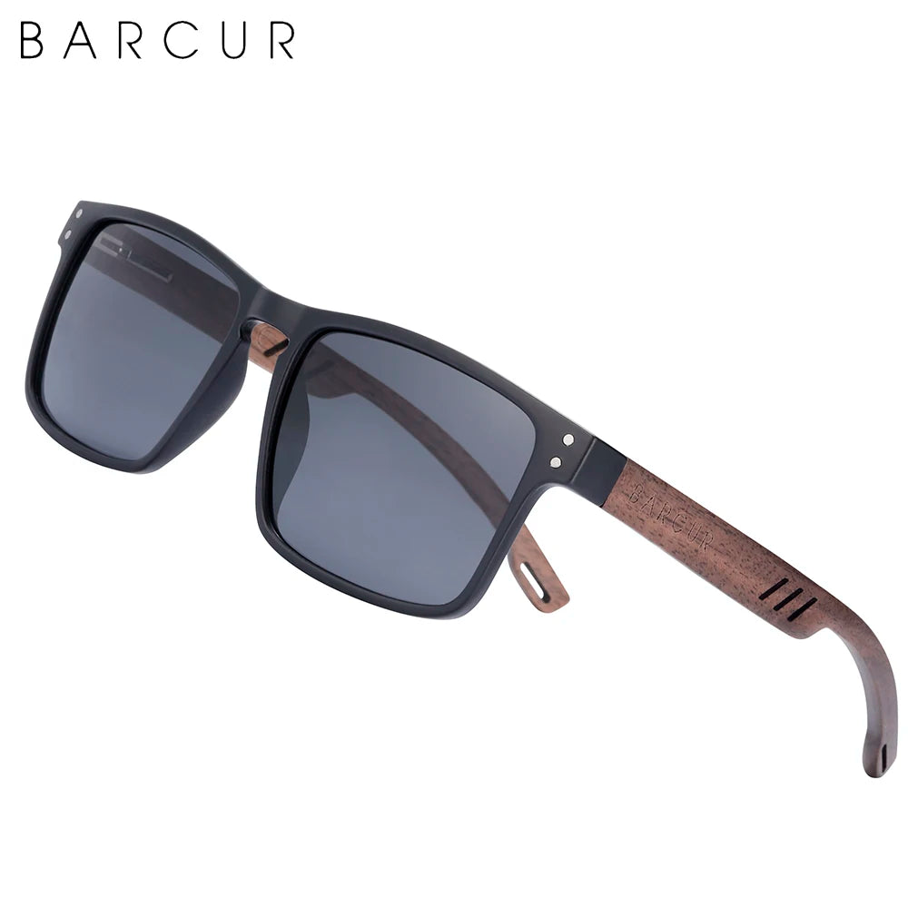 Óculos de Sol BARCUR para Homens Marca Designer em Madeira de Nogueira Natural Óculos de Sol para Mulheres Óculos de Sol Polarizados UV400 Oculos