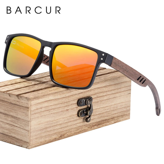 Óculos de Sol BARCUR para Homens Marca Designer em Madeira de Nogueira Natural Óculos de Sol para Mulheres Óculos de Sol Polarizados UV400 Oculos